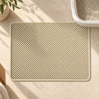 Khaki litter mat placed before a litter tray