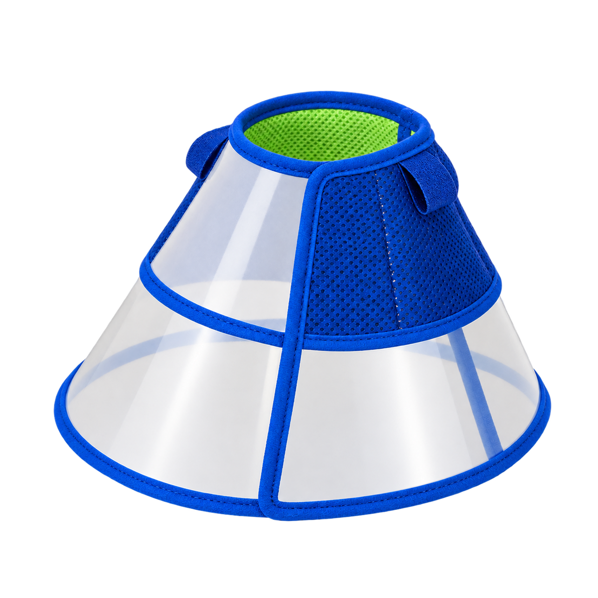 Blue and green breathable dog recovery cone