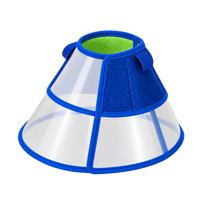 Blue and green breathable dog recovery cone