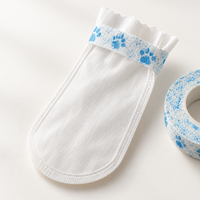 White nonwoven paw cover and blue paw print wrap detail