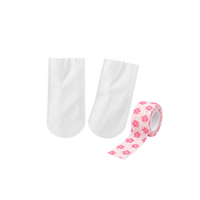 Pink floral disposable pet paw covers with fastening wrap