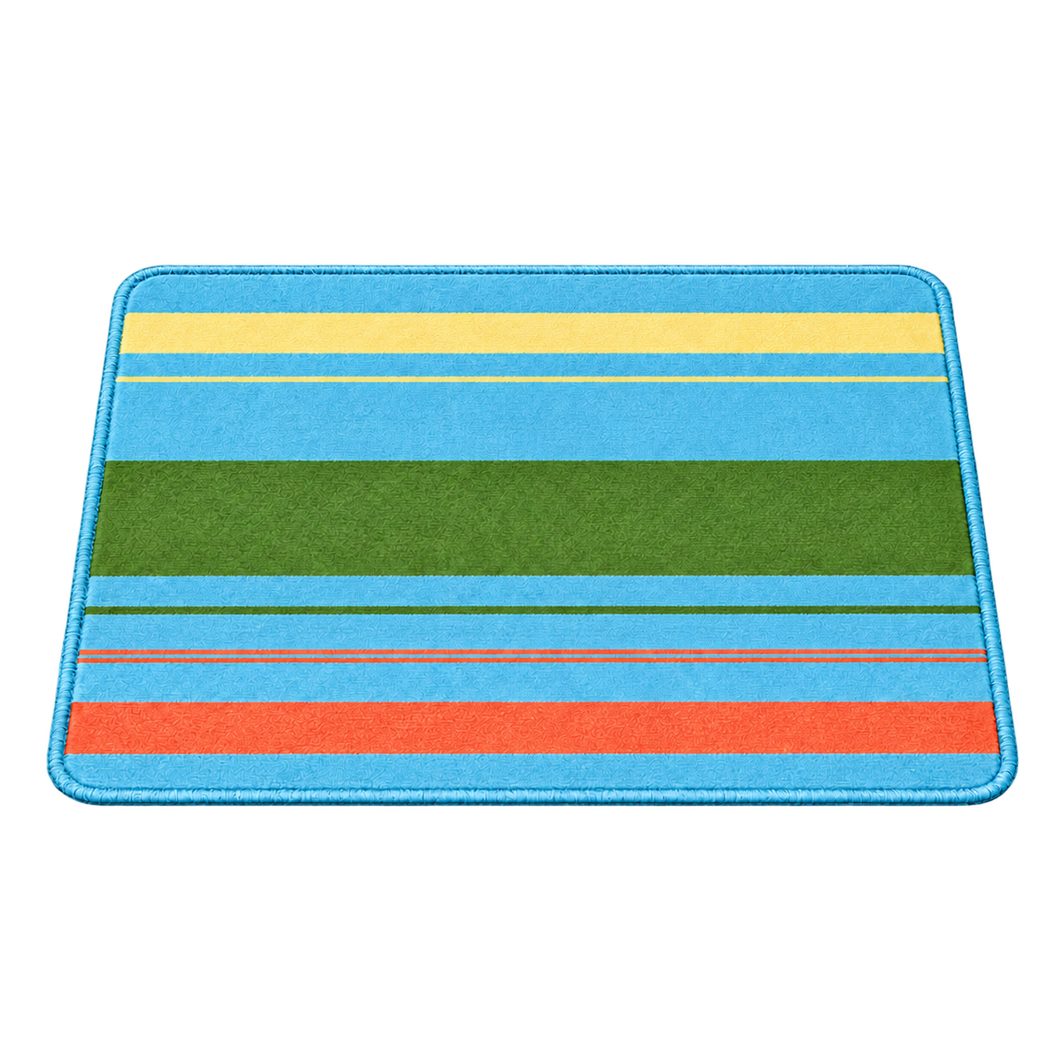 Green striped absorbent pet feeding mat, isolated on a transparent background