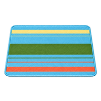 Green striped absorbent pet feeding mat, isolated on a transparent background